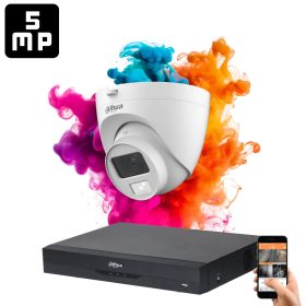   Dahua 1 dome kamerás 5MP kamera rendszer színes éjszakai képpel