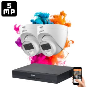   Dahua 2 dome kamerás 5MP kamera rendszer színes éjszakai képpel