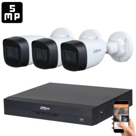   Dahua 5 Megapixel 3 csőkamerás rendszer 30 méter látótávolság