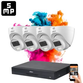   Dahua 4 dome kamerás 5MP kamera rendszer színes éjszakai képpel