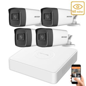   Hikvision 5 megapixeles 4 csőkamerás rendszer 40 méter látótávolsággal