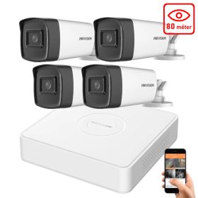   Hikvision 5 megapixeles 4 kamerás rendszer 80 méter látótávolság