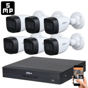   Dahua 5 Megapixel 6 csőkamerás rendszer 30 méter látótávolság