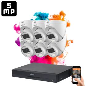   Dahua 6 dome kamerás 5MP kamera rendszer színes éjszakai képpel