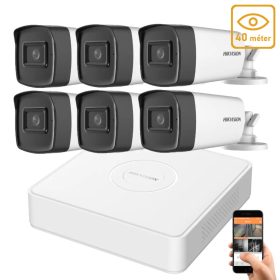   Hikvision 5 megapixeles 6 csőkamerás rendszer 40 méter látótávolsággal