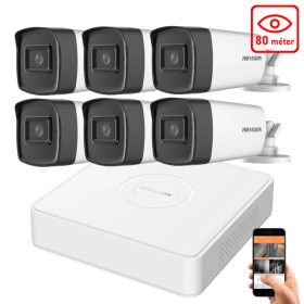   Hikvision 5 megapixeles 6 kamerás rendszer 80 méter látótávolság