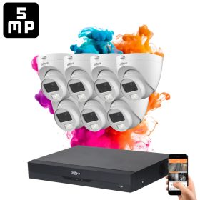   Dahua 7 dome kamerás 5MP kamera rendszer színes éjszakai képpel