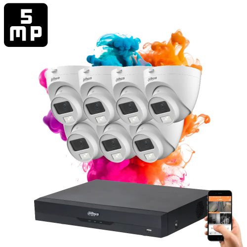Dahua 7 dome kamerás 5MP kamera rendszer színes éjszakai képpel