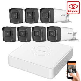   Hikvision 5 megapixeles 7 kamerás rendszer 80 méter látótávolság
