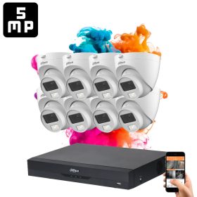   Dahua 8 dome kamerás 5MP kamera rendszer színes éjszakai képpel
