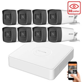   Hikvision 5 megapixeles 8 kamerás rendszer 80 méter látótávolság