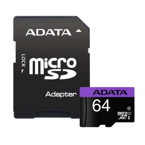 ADATA 64Gb Class10 microSD memóriakártya adapterrel