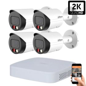   Dahua 4 kültéri kamerás IP kamerarendszer 4MP színes éjjellátással