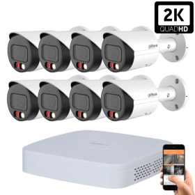   Dahua 8 kültéri kamerás IP kamerarendszer 4MP színes éjjellátással