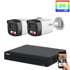   Dahua 2 biztonsági kamerás IP kamera rendszer 4MP színes éjszakai képpel