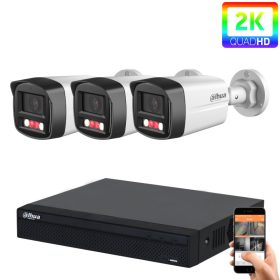   Dahua 3 biztonsági kamerás IP kamera rendszer 4MP színes éjszakai képpel