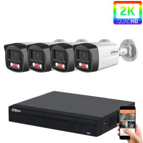   Dahua 4 biztonsági kamerás IP kamera rendszer 4MP színes éjszakai képpel