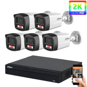   Dahua 5 biztonsági kamerás IP kamera rendszer 4MP színes éjszakai képpel