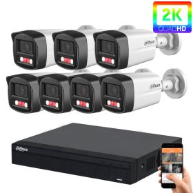   Dahua 7 biztonsági kamerás IP kamera rendszer 4MP színes éjszakai képpel