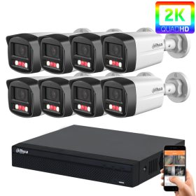   Dahua 8 biztonsági kamerás IP kamera rendszer 4MP színes éjszakai képpel