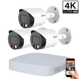   Dahua 3 kültéri kamerás IP kamerarendszer 8MP színes éjjellátással