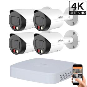   Dahua 4 kültéri kamerás IP kamerarendszer 8MP színes éjjellátással