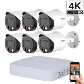   Dahua 6 kültéri kamerás IP kamerarendszer 8MP színes éjjellátással