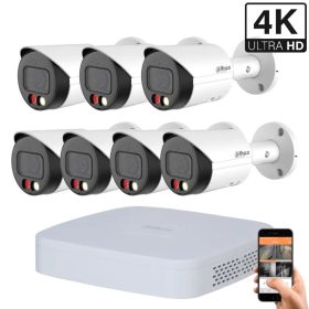   Dahua 7 kültéri kamerás IP kamerarendszer 8MP színes éjjellátással