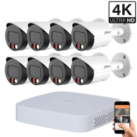   Dahua 8 kültéri kamerás IP kamerarendszer 8MP színes éjjellátással