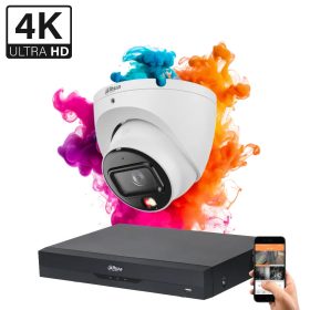   Dahua 1 dome biztonsági kamerás IP kamera rendszer 8MP színes éjszakai képpel