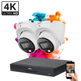   Dahua 2 dome biztonsági kamerás IP kamera rendszer 8MP színes éjszakai képpel