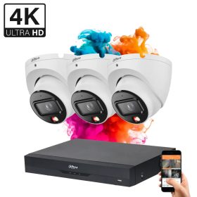   Dahua 3 dome biztonsági kamerás IP kamera rendszer 8MP színes éjszakai képpel