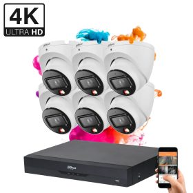   Dahua 6 dome biztonsági kamerás IP kamera rendszer 8MP színes éjszakai képpel