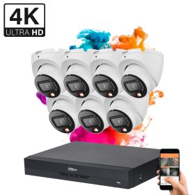   Dahua 7 dome biztonsági kamerás IP kamera rendszer 8MP színes éjszakai képpel