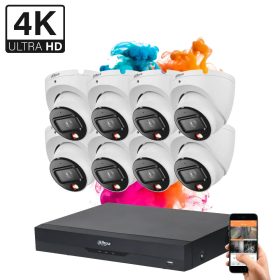   Dahua 8 dome biztonsági kamerás IP kamera rendszer 8MP színes éjszakai képpel