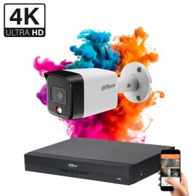   Dahua 1 biztonsági kamerás IP kamera rendszer 8MP színes éjszakai képpel