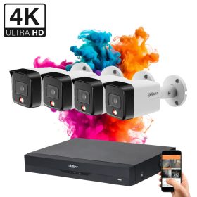   Dahua 4 biztonsági kamerás IP kamera rendszer 8MP színes éjszakai képpel