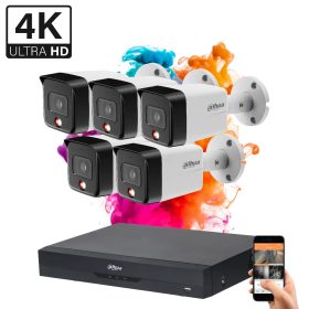   Dahua 5 biztonsági kamerás IP kamera rendszer 8MP színes éjszakai képpel