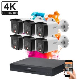   Dahua 6 biztonsági kamerás IP kamera rendszer 8MP színes éjszakai képpel