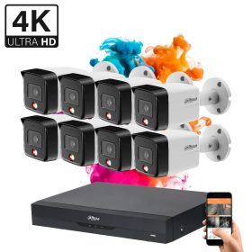   Dahua 8 biztonsági kamerás IP kamera rendszer 8MP színes éjszakai képpel