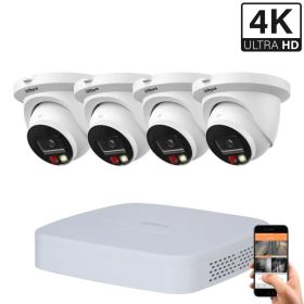   Dahua 4 dome kültéri kamerás IP kamerarendszer 8MP színes éjjellátással