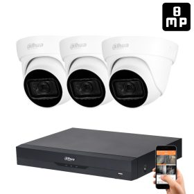   Dahua 3 dome kamerás 8MP 4K kamera rendszer szett 30 méter éjjellátással