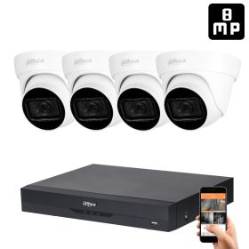   Dahua 4 dome kamerás 8MP 4K kamera rendszer szett 30 méter éjjellátással