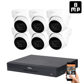   Dahua 6 dome kamerás 8MP 4K kamera rendszer szett 30 méter éjjellátással
