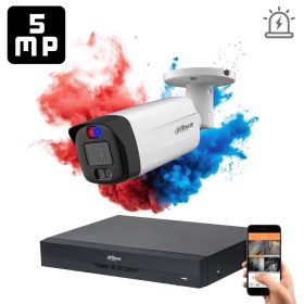   Dahua 1 riasztó kamerás 5MP kamera rendszer beépített szirénával, színes éjjellátással