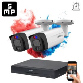   Dahua 2 riasztó kamerás 5MP kamera rendszer beépített szirénával, színes éjjellátással