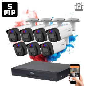   Dahua 7 riasztó kamerás 5MP kamera rendszer beépített szirénával, színes éjjellátással