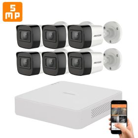   Hikvision 5 megapixeles 6 kamerás kamerarendszer 30 méter látótávolsággal