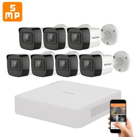   Hikvision 5 megapixeles 7 kamerás kamerarendszer 30 méter látótávolsággal