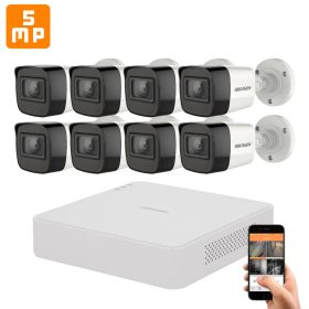   Hikvision 5 megapixeles 8 kamerás kamerarendszer 30 méter látótávolsággal